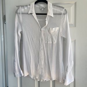 Express white crinkle button-down